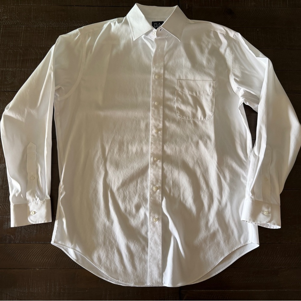 Jos. A. Bank Traveler Tailored Fit Crisp White Dress Shirt 16.5x35